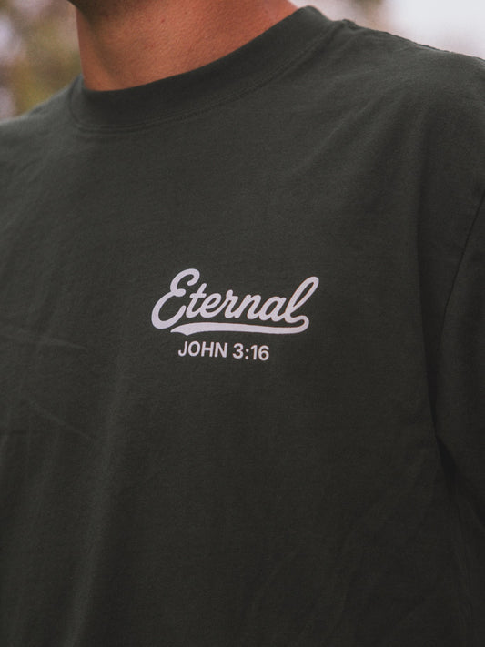 Eternal Life Vintage Tee - Forest Green